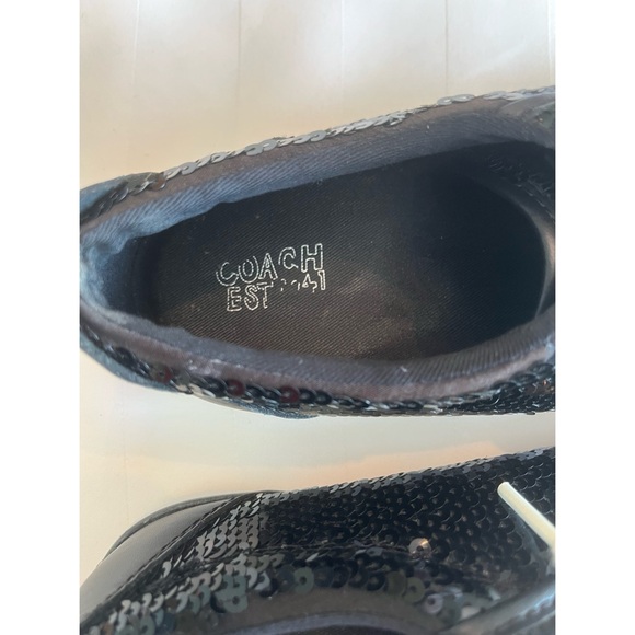 Coach Barrett Black Sequin Lace-Up Sneakers - Picture 7 of 12